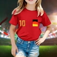 thumbnail image 2 of LUOGENLI T-Shirt pour Filles 2025 Coupe d'Europe de Mode pour Enfants Équipe Imprimée Manches Courtes Col Rond T-Shirt 10 Chemises pour Filles Longueur Midi Rouge 12-13 Ans, 2 of 4