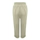 thumbnail image 4 of Pantalones elásticos de cintura alta y pierna ancha para mujer - Algodón y lino, color liso retro, para todas las estaciones, corte recto holgado, lavado a máquina/a mano, tallas S-XXL, 4 of 5