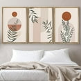 thumbnail image 2 of IDEA4WALL Framed Canvas Print Wall Art Set of 3 Geometric Forest Plant Polygon Boho Pattern Wall Decor Retro Abstract Collage Nordic Zen Prints Minimal Contemporary Artwork - Natural 24"x36"x3, 2 of 5