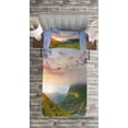 thumbnail image 3 of Ambesonne Mountain Quilted Bedspread Set 2 Pcs, Sunrise Mottled Clouds, Twin Size, Blue Green Orange, 3 of 3