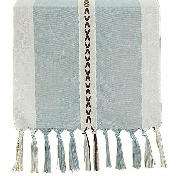 AUQ Table Runner,Defined Grain Table Runners 90 Inches Long,Resilient Fiber Fabric Farmhouse Table Runner,Blue,33*228cm