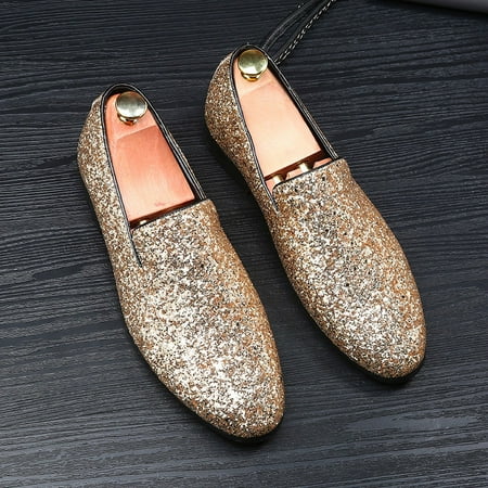

Men‘s Shoes Doug Shoes British Fashion Pointed Shoes Korean Style Sequin Personalized Men‘s Shoes Large Size Shoes