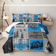 thumbnail image 2 of Manfei Camping Camper Quilt King 3 Pieces,Plaid Patchwork King Coverlet Set,Bright Blue Gray,1 Bedspread and 2 Pillowcases, 2 of 7