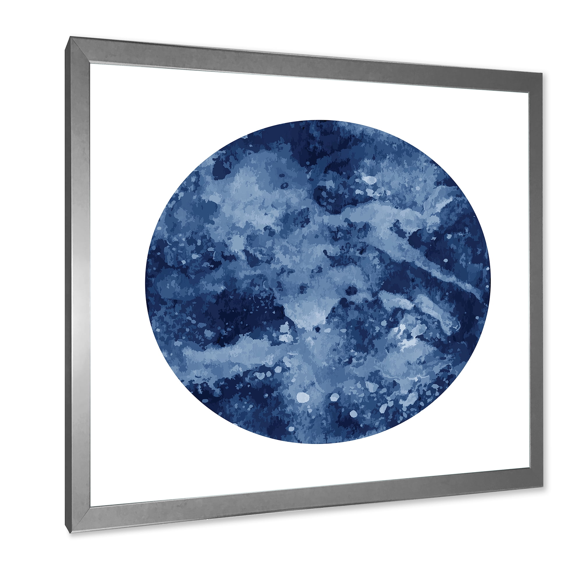 Designart 'Blue Space Galaxy Circle' Modern Framed Art Print