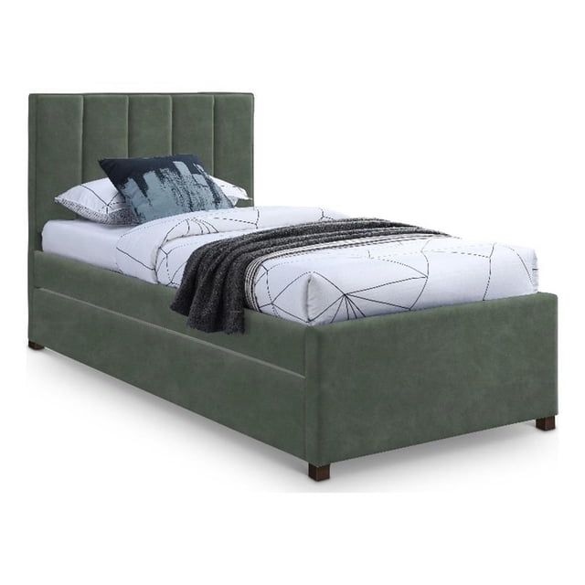 Meridian Furniture Hudson Vert Cuir Végane Lit Gigogne Simple