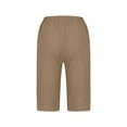 thumbnail image 5 of Womens Linen Capri Pants Summer Elastic Waist Cropped Pants Knee Length Lightweight Casual Shorts with Pockets Brown S, 5 of 6