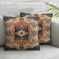 thumbnail image 3 of COMIO Terracotta Boho Pillow Covers Aztec Floral Carpet Pattern Throw Pillows Cover Orange Blue Decorative Pillow Cases Farmhouse Cushion Cover for Outdoor Bedroom Couch Sofa Decor, 3 of 5