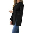 thumbnail image 4 of Fashnice Ladies Tops Crew Neck Sweatshirt Long Sleeve Pullover Soft Fall Sweatshirts Black XS, 4 of 6
