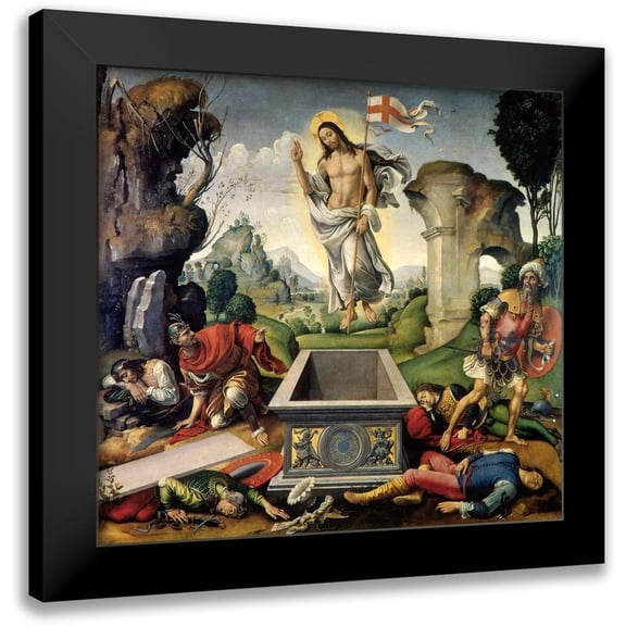 Garbo, Raffaellino del 13x12 Black Modern Framed Museum Art Print Titled - Resurrection