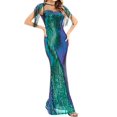 thumbnail image 4 of Gibobby Vestido de fiesta para mujer elegante Mujeres lujo lentejuelas borlas recto delgado dama de honor batas formales elegantes vestidos de fiesta(Verde,CH), 4 of 5