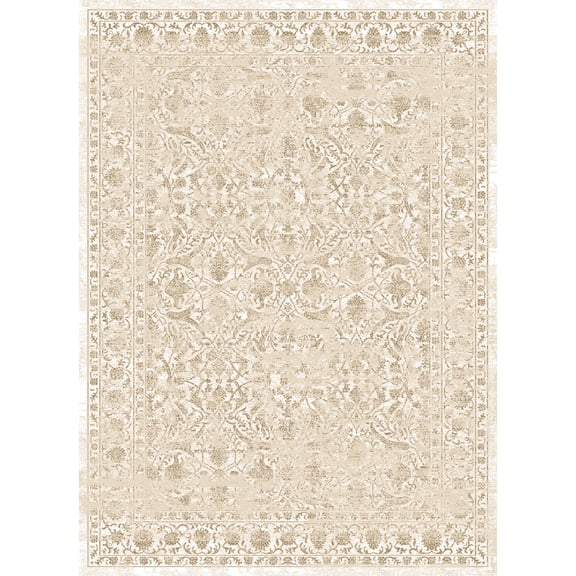 Radici Usa Colosseo Area Rug 3564 Traditional Bone Circles Blossoms 3' 3" x 4' 11" Rectangle