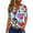 Multicolor, variant on Women's Casual V-Neck Short Sleeve T-Shirt with Heart Print and Decorative Buttons, Valentine's Day Fashion Tee for Daily Wear,Watermelon Red,2XL