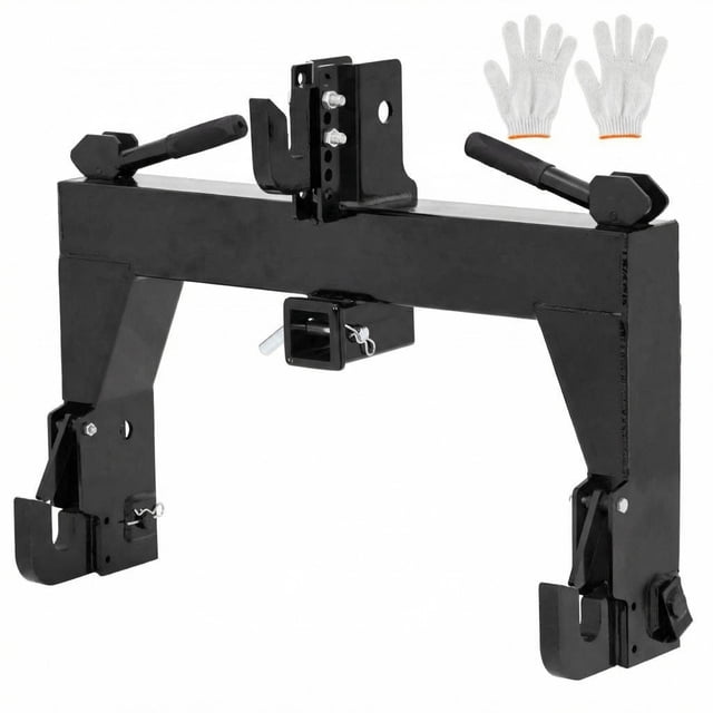 Adaptateur d'Attelage Rapide à 3 Points, Adaptateur Robuste pour Récepteur d'Attelage de Remorque de 2 Pouces vers la Catégorie 1, Capacité de Levage de 3000 Lb, Réglable à 5 Niveaux, Rouge Vert Noir Orange