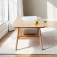 thumbnail image 4 of Hassch 2-Tier Solid Wood Coffee Table with Open Shelf, Modern Cocktail Table, 39.3" Center Table for Living Room, Oak, 4 of 7