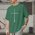 thumbnail image 2 of SLdy Jesus Shirts for Men Mens Oversized T Shirt Cross Bible Verse Tops Graphic Tees, Green M, 2 of 7