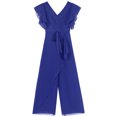 thumbnail image 5 of Yartina Flower Girls Chiffon Romper Ruffled Short Sleeve High Waist Wide Leg Jumpsuit for Wedding Royal Blue 10, 5 of 7