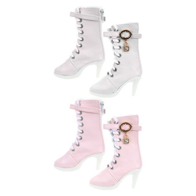 PAMINGONO 2 Paires Chaussures Bébé Poupée Bottes à Talons Hauts Assorties Couleur Jeu de Rôle Enfants Diverses Occasions