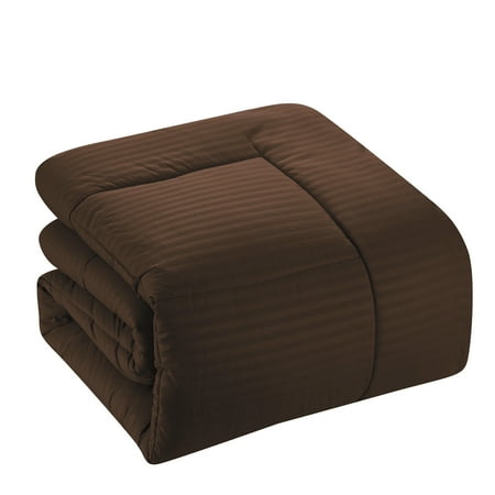 Dobby Stripe Bed In A Bag 8 Piece Comforter Sheet Bed Skirt Sham Set Twin - Chocolate