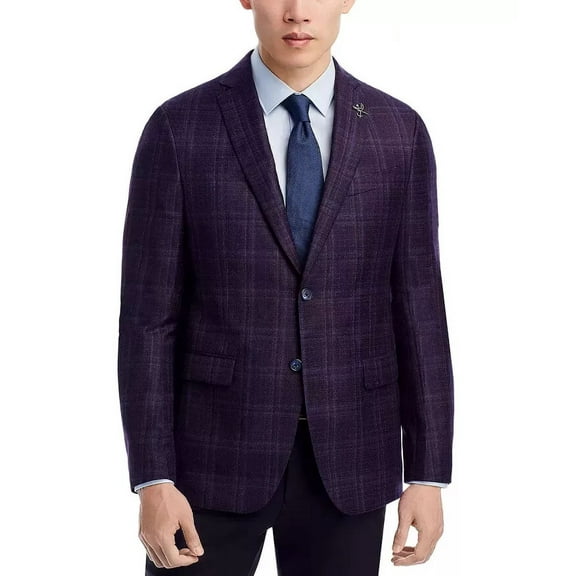 John Varvatos Star Usa Plaid Slim Fit Sport Coat, Purple, 40S