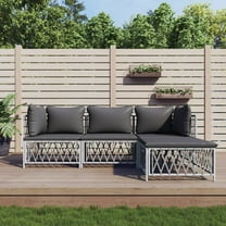 vidaXL 4 Piece Patio Lounge Set with Cushions White Steel