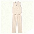 thumbnail image 4 of Kalauyu Mens Two Piece Sets Vertical Pinstripe Sleeveless Vest and Wide Leg Pants Loose Casual Beach Vacation Outfit Sets, 4 of 7