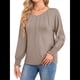 thumbnail image 3 of Camisas de Larga para Mujer, Blusas Plisadas Informales de Negocios con Puños Fruncidos. Caqui XXL, 3 of 8