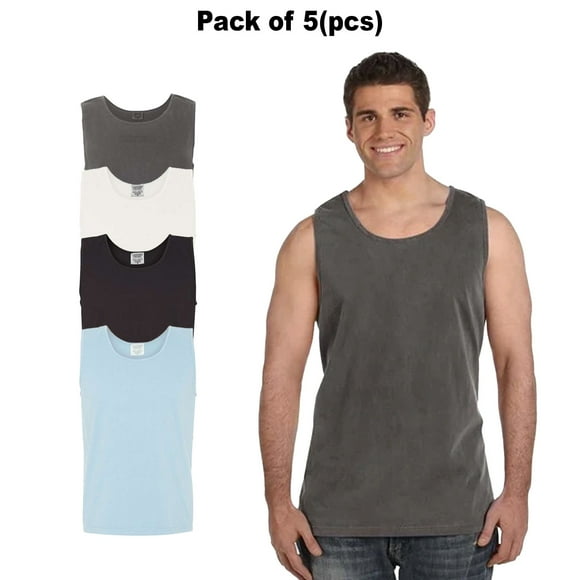 Comfort Colors - Garment-Dyed Heavyweight Tank Top, 5 Pack - 100% Ring-Spun Cotton, Size: Adult