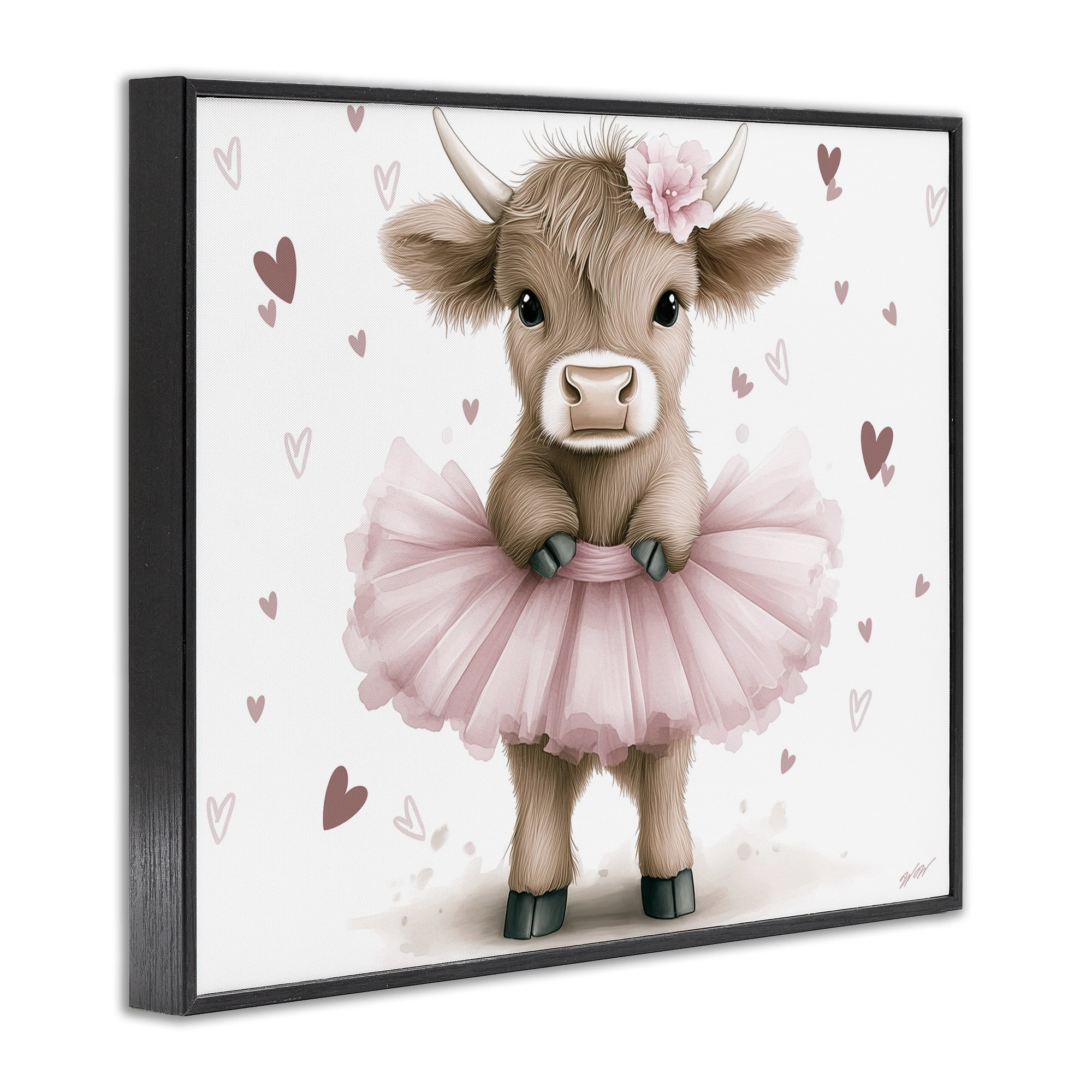 Stupell Industries Baby Calf with Tutu Black Framed Giclee Art, design by Whimsical Wonders