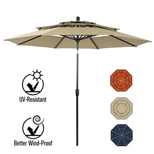 Phi Villa 10ft Patio Umbrella Outdoor 3, Best Patio Umbrella For Wind Nz