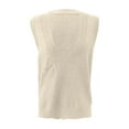 thumbnail image 4 of RMGVDSD Womens V Neck Sweater Vest Solid Color Plaid High School Sleeveless Knitted Vest Tops Knit Pullover Sweater Tops /Beige, 4 of 6