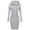 Grey, variant on Fusipu Solid Color Hooded Sweatshirt Dress Autumn Winter Front Pocket Drawstring Hoodie Dress Streetwear