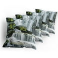 thumbnail image 5 of Ambesonne Landscape Throw Pillow Cover 4 Pack, Waterfall with Rocks, 18", Green Black and White, 5 of 7