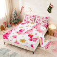 thumbnail image 2 of Manfei Santa Queen Sheets Christmas Queen Sheet Sets, Maroon Cream 4-Piece (1 Flat Sheet, 1 Fitted Sheet and 2 Pillowcases), 2 of 6