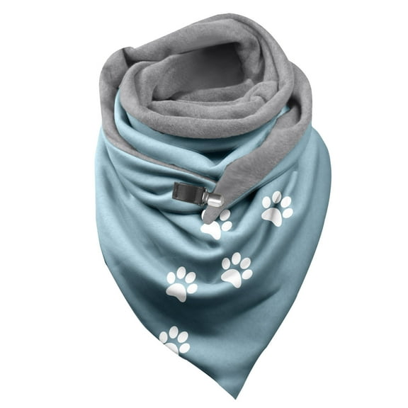 Bibifish Womens Paw Print Scarf Winter lined Shawl with Buckle Soft comfortable for Pet Lover Streetwear Daily Outdoor windproof warp