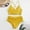 Yellow, variant on Bathing Suit for Women,Women Sexy Crisscross Back Solid High Waist Rib Bikini Set Two Piece Swimsuit