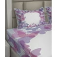 thumbnail image 4 of Ambesonne Butterfly Fitted & Top Sheet Set with Shams, Fantasy Vibrant Color, Pink Purple Grey, 4 of 5
