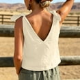 thumbnail image 6 of yoeyez Linen Tank Tops for Women Summer V Neck Sleeveless Tops Cute Tie Shoulder Bow Lightweight Fashion Beach Blouse Beige,XXXL, 6 of 6