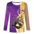 thumbnail image 4 of Aloohaidyvio Mardi Gras Shirts,Womens Mardi Gras T-shirt Printing Crew Neck Glitter Stitching Party Long Sleeve Tops, Mardi Gras Clothing, 4 of 5