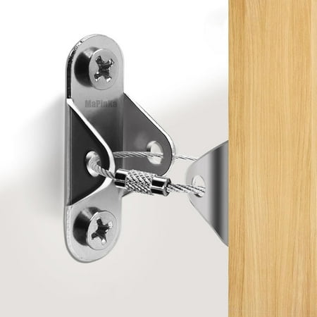 MaPinKa 6 Packs Furniture Anchors for Baby Proofing - Anti-tip Wall Anchor Kit Metal, Earthquake Tip Resistant Furniture Brackets, Furniture Secure Straps for Cabinet, Wardrobe, Drawers Silver