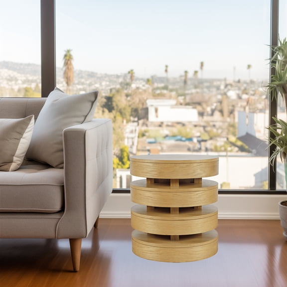 Brix Mid-Century Modern Floating Sculpture Layered Round End Table