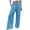 Blue, variant on Women's Cotton High Waist Wide Leg Pants - Elastic Waist, Pockets, Pleated Front - All Seasons Casual Palazzo