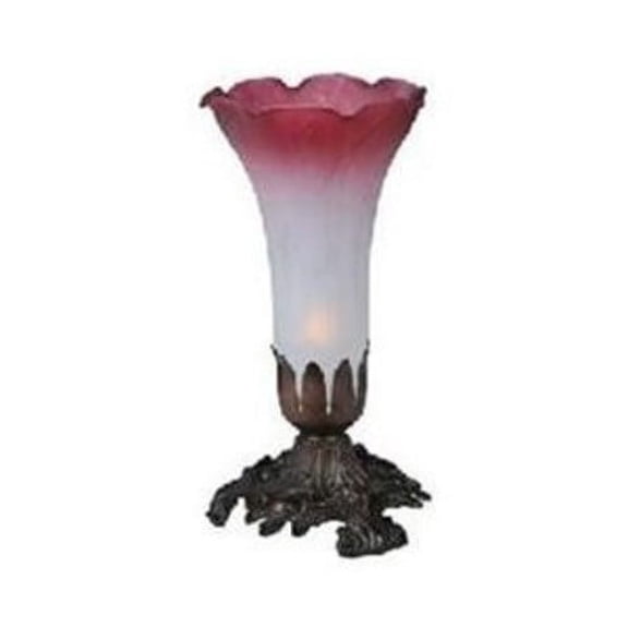 8"H Pink/White Pond Lily Accent Lamp