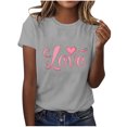 thumbnail image 5 of VKOYWKM Women's Heart Print Tees Valentines Day T-Shirts Short Sleeve Loose Fit Holiday Tops Spring T-Shirt Casual Crew Neck Romantic Valentine T-Shirts, 5 of 6