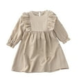 thumbnail image 4 of Toddler Dresses Baby Girls' Dresses Toddler Dress Long Sleeve Baby Little Girls Dresses Ruffle Fall Winter Dresses for Girls Casual Party Birthday Dress Khaki 5 Years, 4 of 9