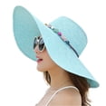 thumbnail image 1 of Women's Wide Brim Sun Protection Straw Hat,Folable Floppy Hat,Summer UV Protection Beach Cap,Blue, 1 of 5