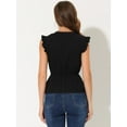 thumbnail image 4 of INSPIRE CHIC Women's Ruffle Flutter Sleeve V Neck Summer Peplum Blouse Top Black M, 4 of 5