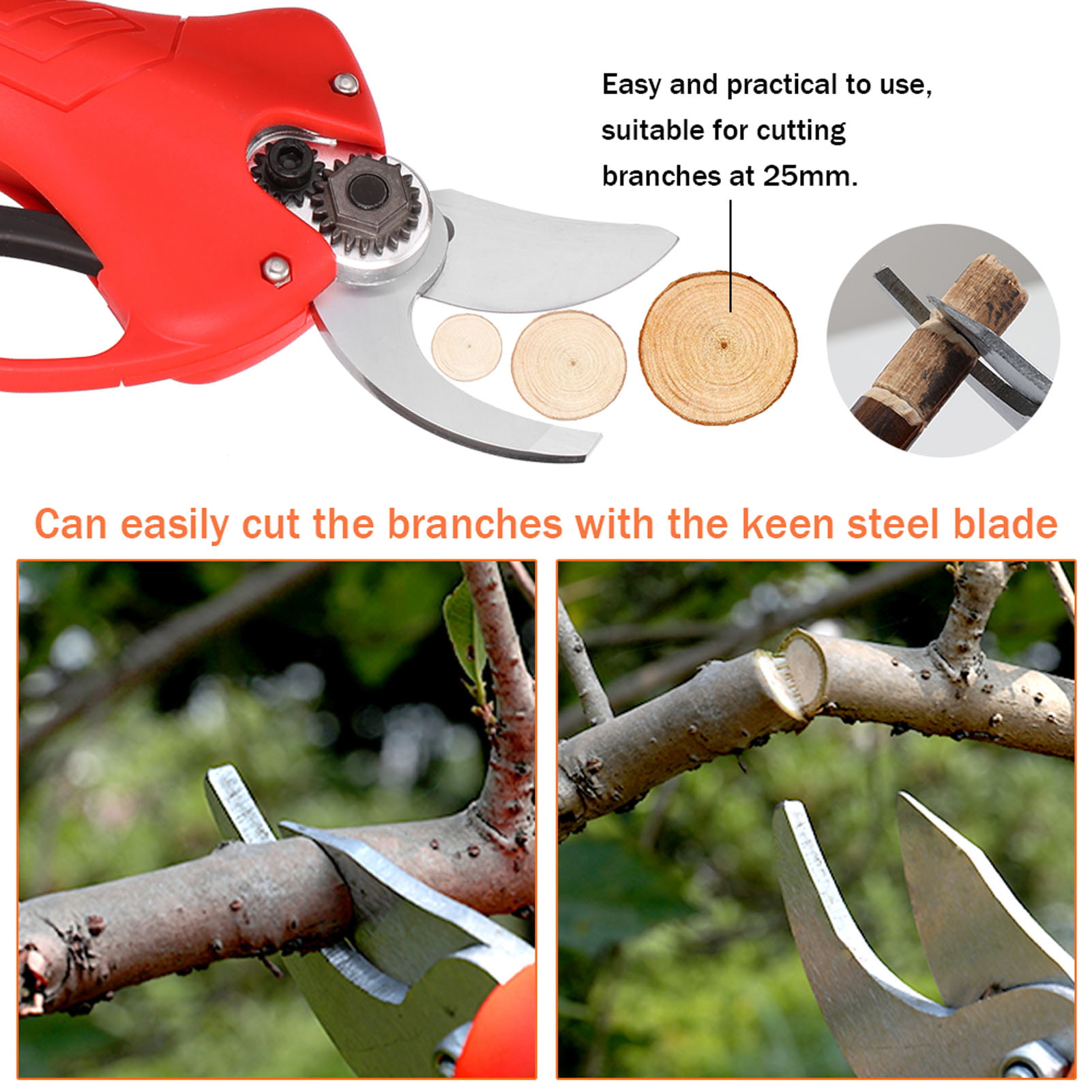 Details about   16.8V Cordless Electric Pruning Shears Li-ion Secateur Home Garden Branch Cutter 