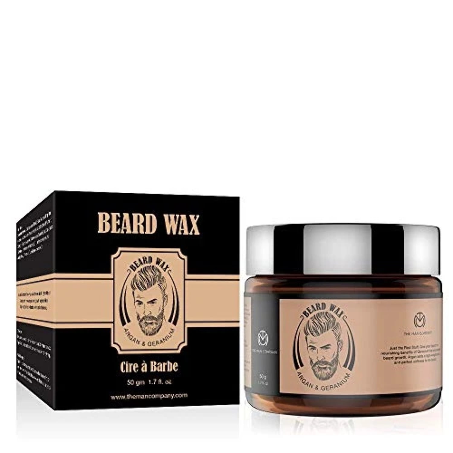 The Man Company Beard Wax/Softener Beard Styling For Men with Argan Geranium For Growing Beard Faster | Softer Smoother Beard - 50gm - The Man Company Beard Wax/Softener Beard Styling For Men with Argan Geranium For Growing Beard Faster | Softer Smoother Beard - 50gm -