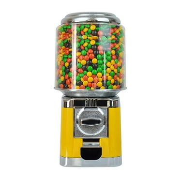 Fichiouy Automatic Candy Vending Machine 32mm Gumball Machine for Small Candy Gumballs Capsules Nuts Feed Yellow