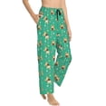 thumbnail image 2 of Uemuo Bulldog Puppy Flower Pattern Women's Wide Leg Palazzo Lounge Pants with Pockets Light Weight Loose Comfy Casual Pajama Pants-Small, 2 of 9